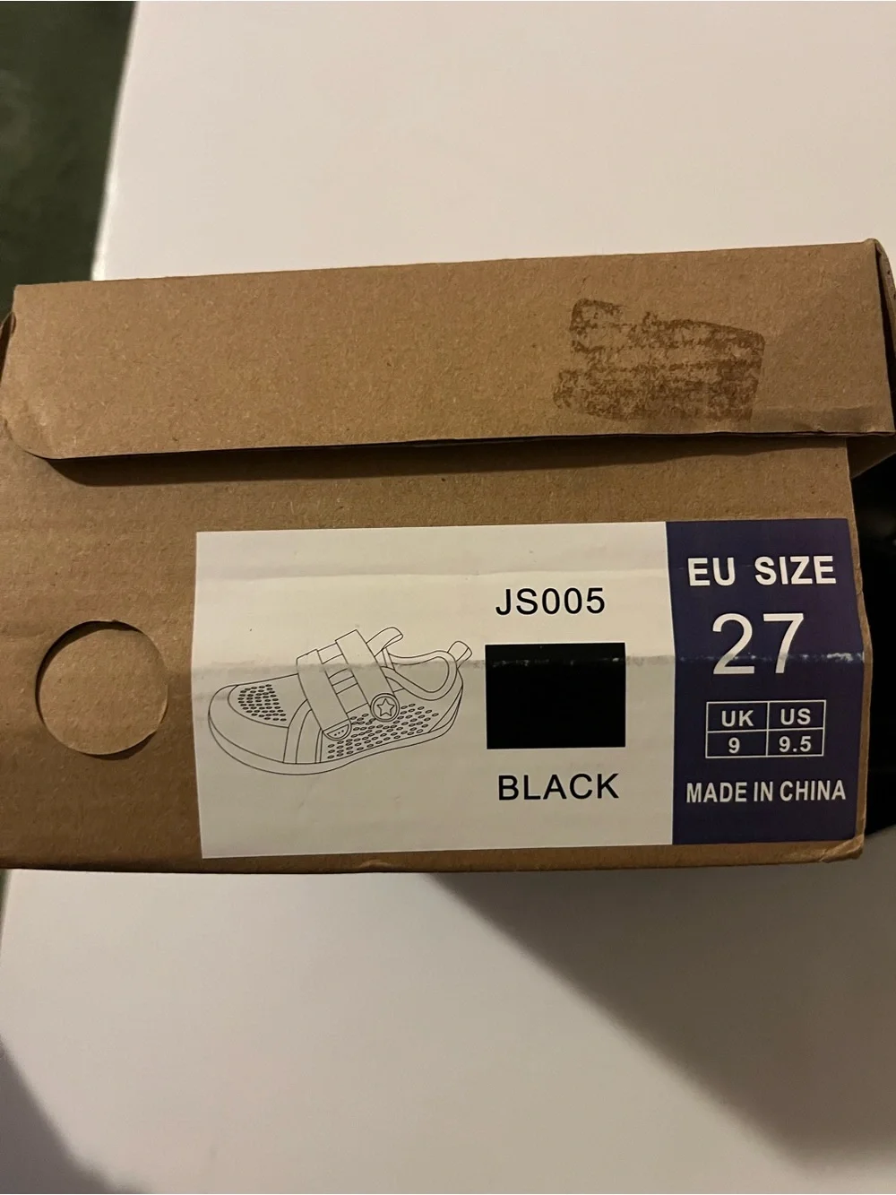 Kids Black Velcro Athletic Shoes